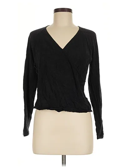 Pre-owned Talbots Long Sleeve Top Black Plunge Neckline Tops