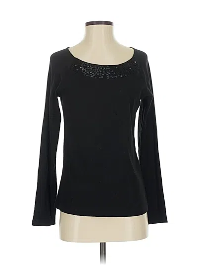 Pre-owned Talbots Long Sleeve Top Black Scoop Neck Tops