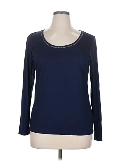 Pre-owned Talbots Long Sleeve Top Blue Scoop Neck Tops