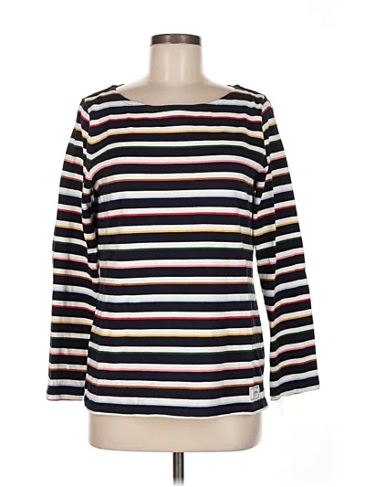 Pre-owned Talbots Long Sleeve Top Blue Stripes Pattern Boatneck Tops