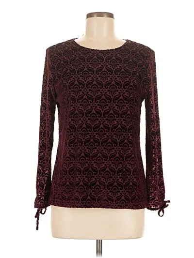 Talbots Long Sleeve Top Burgundy Keyhole Neckline Tops