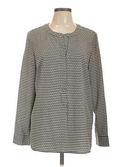 Pre-owned Talbots Long Sleeve Top Gray Houndstooth Pattern Square Neckline Tops