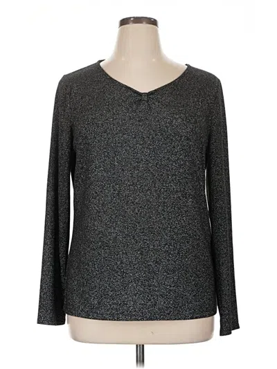 Pre-owned Talbots Long Sleeve Top Gray Metallic Pattern V-neck Tops