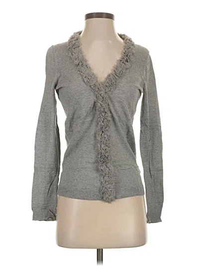 Pre-owned Talbots Long Sleeve Top Gray Plunge Neckline Tops