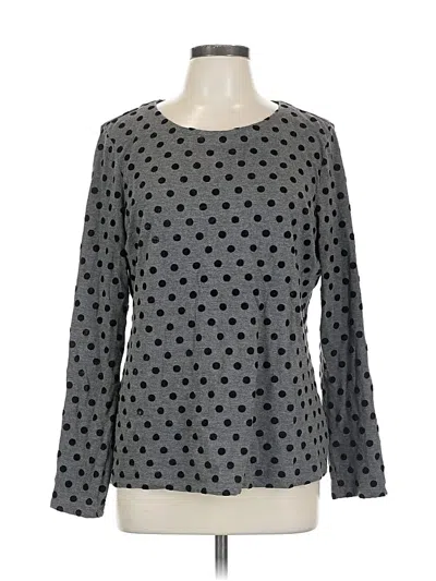 Pre-owned Talbots Long Sleeve Top Gray Polka Dots Pattern Square Neckline Tops