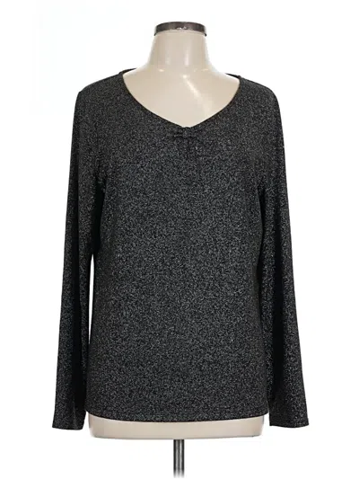 Pre-owned Talbots Long Sleeve Top Gray V-neck Tops