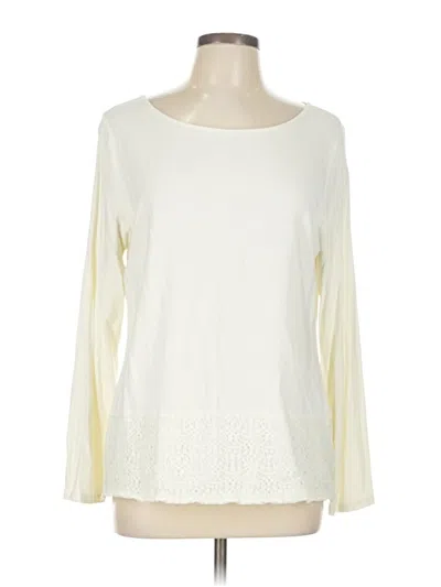 Pre-owned Talbots Long Sleeve Top Ivory Boatneck Tops In White