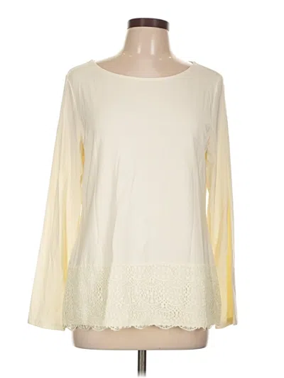 Pre-owned Talbots Long Sleeve Top Ivory Boatneck Tops In White