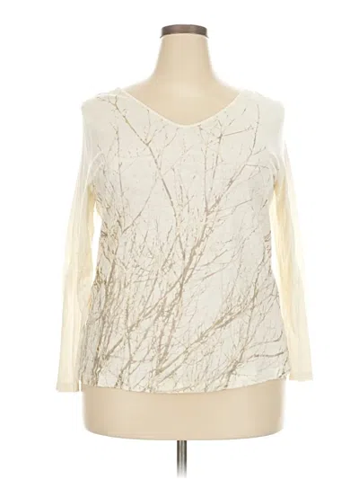 Pre-owned Talbots Long Sleeve Top Ivory Scoop Neck Tops In White