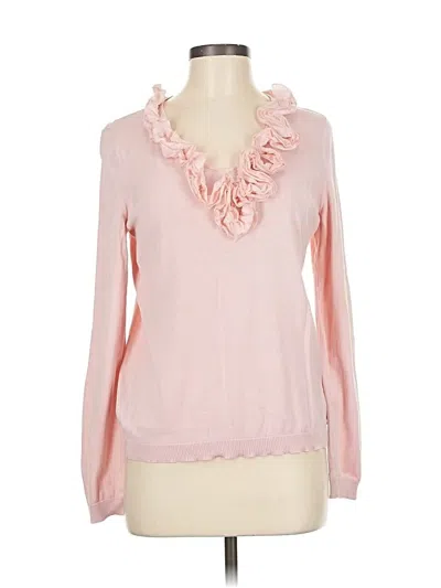 Pre-owned Talbots Long Sleeve Top Pink Ruffles Neckline Tops