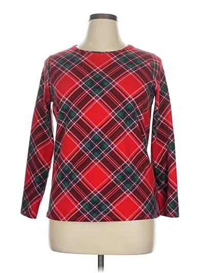 Pre-owned Talbots Long Sleeve Top Red Argyle Pattern Boatneck Tops