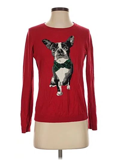 Pre-owned Talbots Long Sleeve Top Red Crew Neck Tops