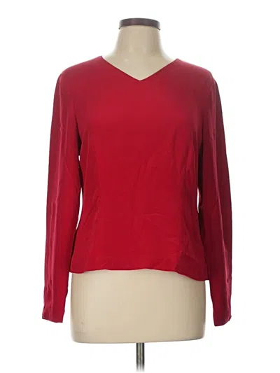 Pre-owned Talbots Long Sleeve Top Red V Neck Tops