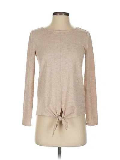 Pre-owned Talbots Long Sleeve Top Tan Boatneck Tops In Brown