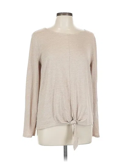 Pre-owned Talbots Long Sleeve Top Tan Crew Neck Tops In Brown