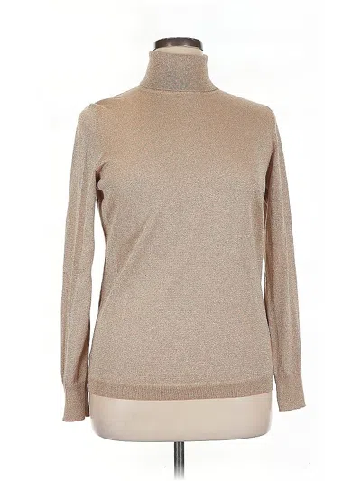 Pre-owned Talbots Long Sleeve Top Tan Turtleneck Tops In Brown