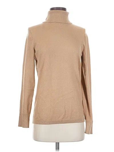 Pre-owned Talbots Long Sleeve Top Tan Turtleneck Tops In Brown