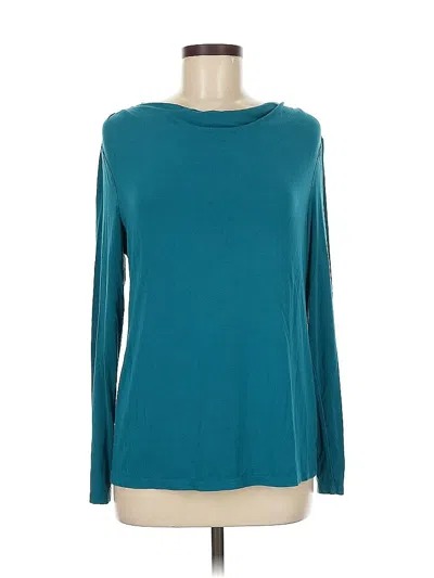 Pre-owned Talbots Long Sleeve Top Teal Boatneck Tops In Blue