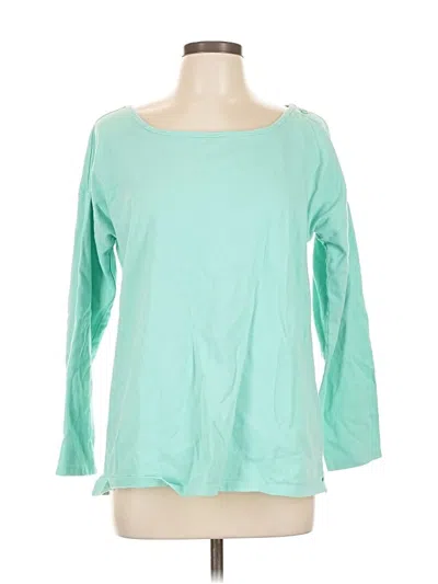Pre-owned Talbots Long Sleeve Top Teal Boatneck Tops In Blue