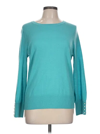 Pre-owned Talbots Long Sleeve Top Teal Boatneck Tops In Blue