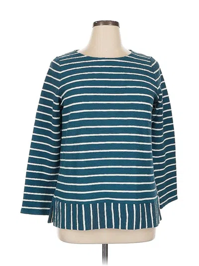 Pre-owned Talbots Long Sleeve Top Teal Crew Neck Tops In Blue