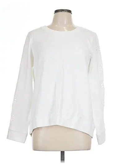 Pre-owned Talbots Long Sleeve Top White Crew Neck Tops