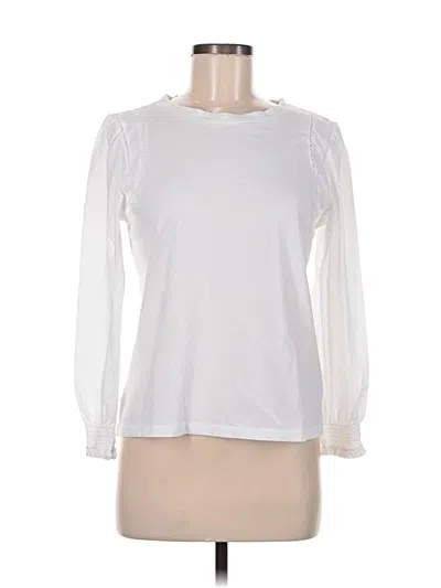 Pre-owned Talbots Long Sleeve Top White Crew Neck Tops