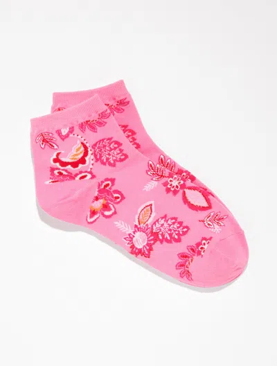 Talbots Lovely Blossoms Crew Socks - Sunrise Pink - 001