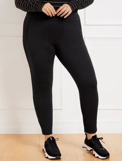 TALBOTS MISSES - LUXE FLEECEBACK TAPERED LEG PANTS - BLACK - SMALL TALBOTS 
