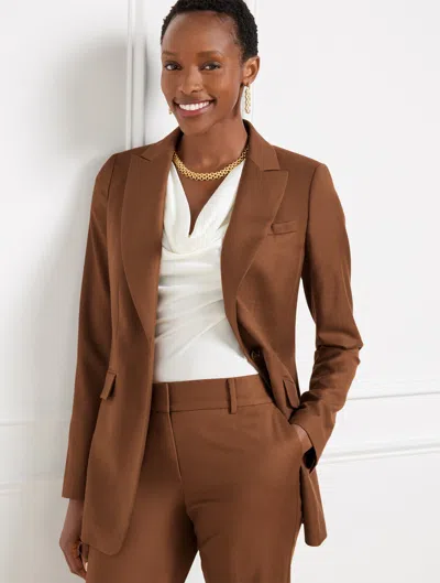 Talbots Petite - Classic Shetland Blazer - Ripen Check - Rust - 16  In Brown Sugar