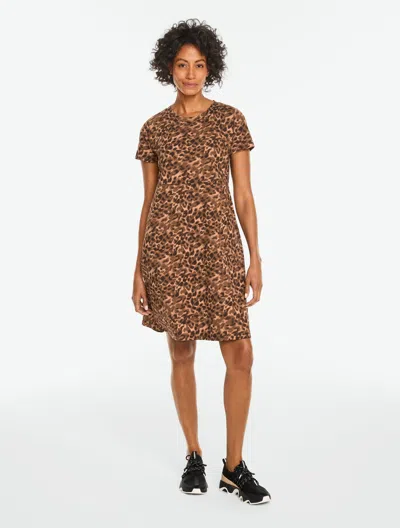 Talbots Luxe Jersey Short Sleeve Dress - Dreamy Leopard - Black/brown - Xs