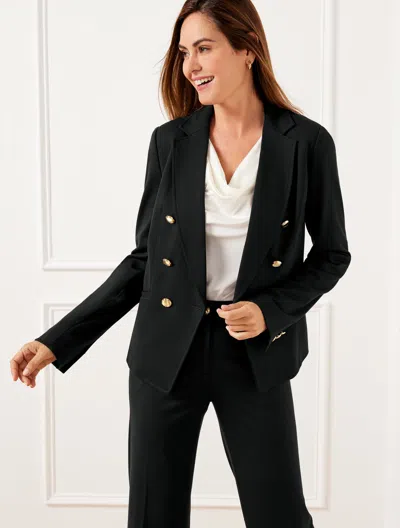 Talbots Luxe Ponte Double Breasted Blazer - Black - 20