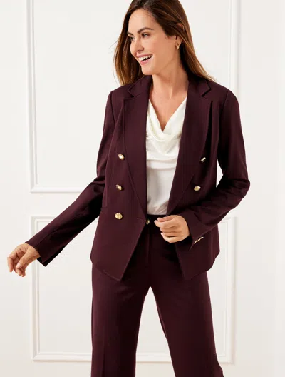 Talbots Luxe Ponte Double Breasted Blazer - Rich Burgundy - 22