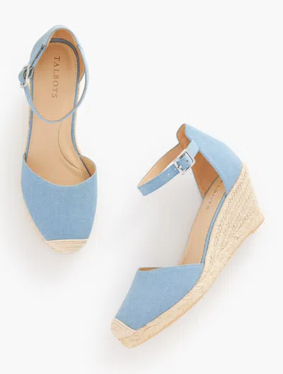 Talbots Lyndsay Espadrille Wedges - Chambray - Light Chambray - 8m - 100% Cotton