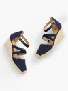 Talbots Lyndsay Strappy Eyelet Espadrilles Wedges - Blue - 8m - 100% Cotton  In Blue