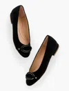 Talbots Madison Buckle Suede Ballet Flats - Black - 9m
