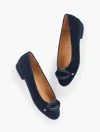 Talbots Madison Buckle Suede Ballet Flats - Blue - 11m  In Blue