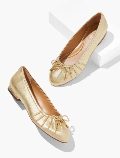 Talbots Madison Pleated Nappa Ballet Flats - Metallic - Gold - 9m