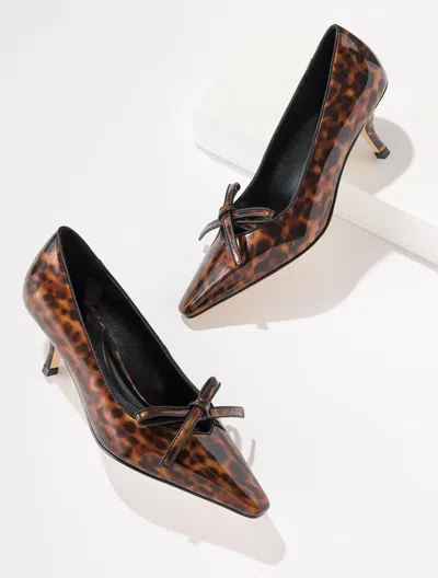 Talbots Maren Kitten Heel Pumps - Tortoiseshell Patent - Brown - 5m
