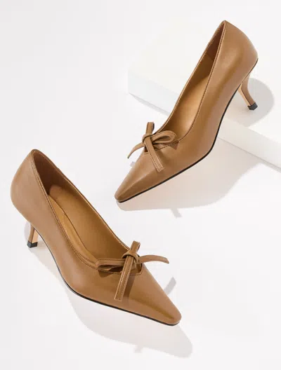 Talbots Maren Nappa Kitten Heel Pumps - Caramel - 5m
