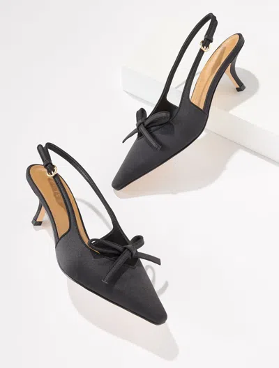 Talbots Maren Satin Slingback Kitten Heel Pumps - Black - 5m