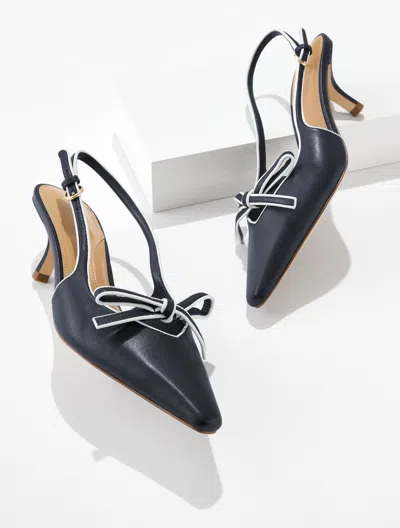 Talbots Maren Slingback Nappa Kitten Heel Pumps - Indigo Blue/ White - 5m