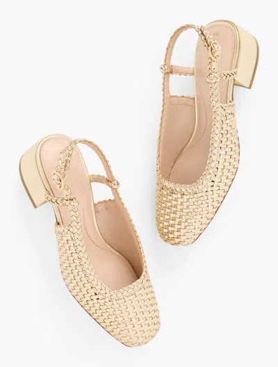 Talbots Marlow Metalllic Woven Slingback Flats - Gold - 10 1/2 M