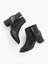 Talbots Maud Tassel Leather Block Heel Bootie - Black - 10m