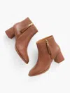 Talbots Maud Tassel Leather Block Heel Bootie - Cognac - 11m  In Cognac