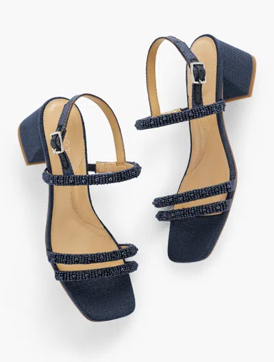 Talbots Maya Beaded Block Heel Sandals - Blue - 10m