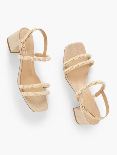 Talbots Maya Beaded Block Heel Sandals - Light Fawn - 11m