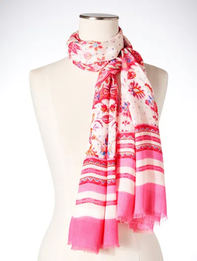 Talbots Medallion Garden Oblong Scarf - Ivory - 001  In White