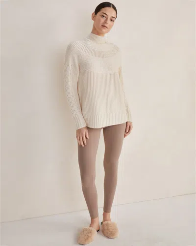 Talbots Merino Cashmere Textured Yoke Sweater - Bone - Large