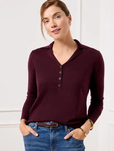 Talbots Merino Wool Polo Sweater - Rich Burgundy - 2x